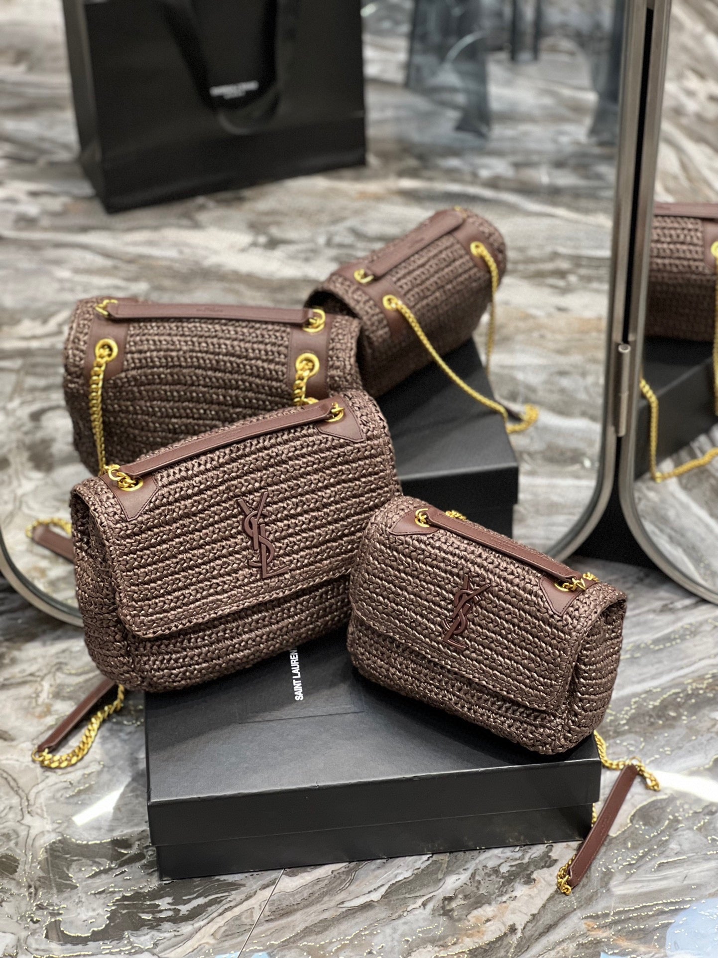 YSL NIKI RAFFIA BAG